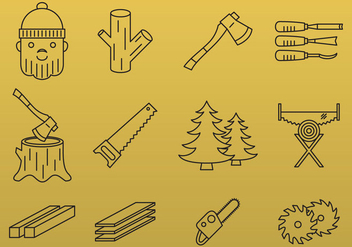 Lumberjack Line Icons - vector gratuit #381043 