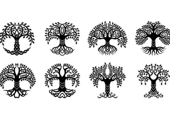 Set Of Celtic Tree Vector - Free vector #381413