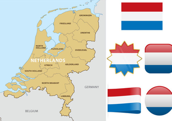 Netherlands Map And Flags - бесплатный vector #383793