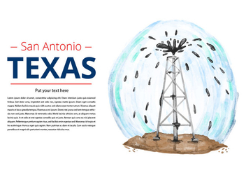 Free Texas Oil Drill Watercolor Vector - Kostenloses vector #384013