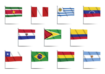 South America Country Flag Vectors - бесплатный vector #385013