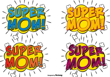 Super Mom Comic Text Illustrations - vector gratuit #385463 