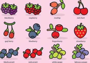 Cute Berries Icons - vector gratuit #385593 
