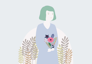 Flower Girl Illustration - vector gratuit #385673 