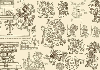 Antique Aztec Drawings - бесплатный vector #385713