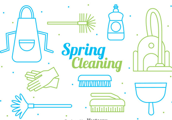 Spring Cleaning Line Style Vector - vector gratuit #386233 