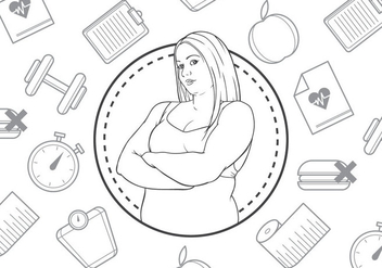Free Fitness Icon with Woman Illustration - бесплатный vector #386343