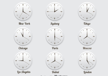 World Time Zone Icons Set - vector gratuit #388143 
