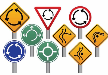 Roundabout Sign Set - vector gratuit #388163 