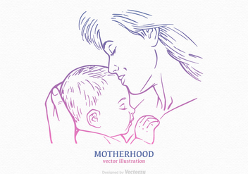 Free Mom And Child Vector Drawn Silhouette - vector gratuit #389973 