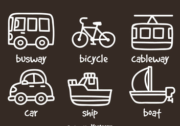 Transportation Hand Draw Icons - Free vector #390163