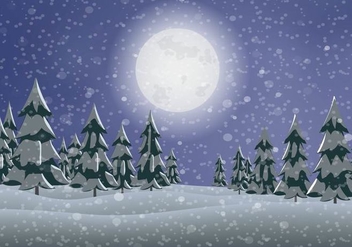 Snowy Pine Tree Landscape Vector - Free vector #391013