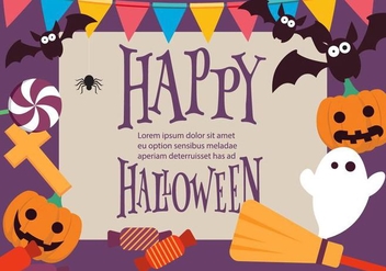 Fun Colorful Vector Halloween Background - Free vector #391333