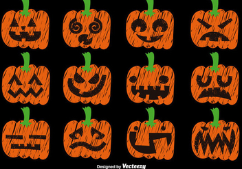 Vector Set Of Hand Drawn Pumpkins - vector gratuit #391763 