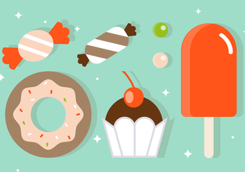 Free Flat Sweets Vector Illustration - бесплатный vector #391923