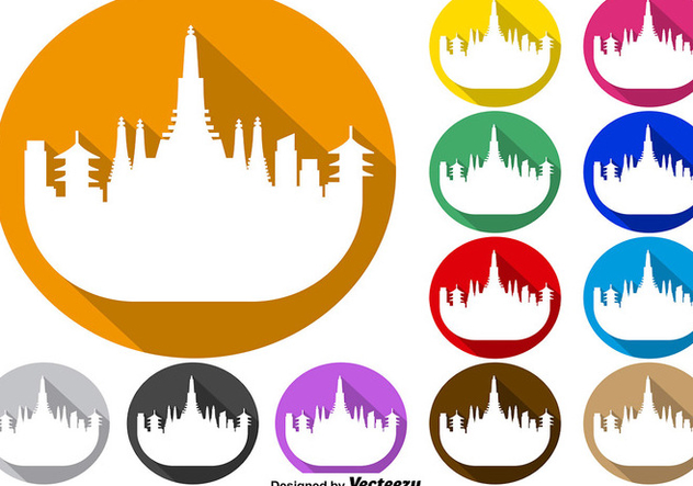 Vector Set Of Colorful Buttons Of Bangkok Skyline Icon - бесплатный vector #392693