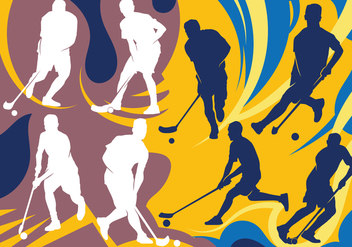 Floorball Players Silhouettes - Kostenloses vector #393083