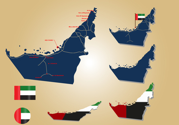 UAE Map and Flag - Kostenloses vector #393573