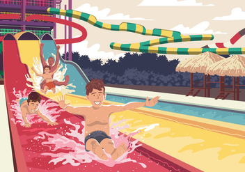 Child On Water Slide - Free vector #394863