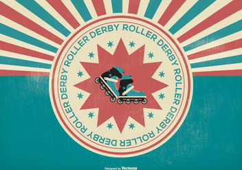 Retro Roller Derby Illustration - Free vector #395643