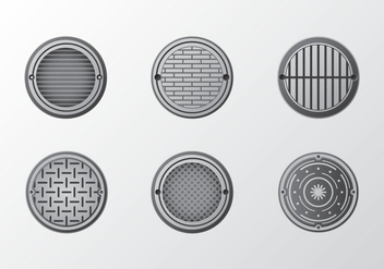 Metal manhole pattern vector pack - vector gratuit #396863 