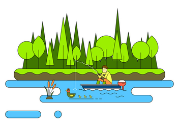 Lake Fishing Vector Illustration - vector gratuit #396983 