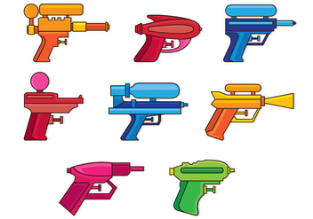 Set Of Water Gun Icons - vector gratuit #398543 