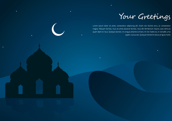 Arabian Night Mosque And Desert Greetings Template - vector gratuit #398823 