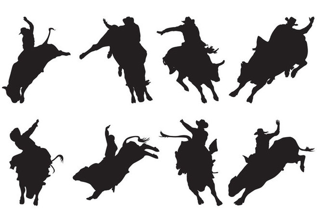 Free Bull Rider Silhouettes Vector - Free vector #400433