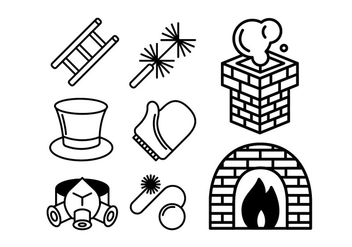Chimney and Heating Coal Icons Set - бесплатный vector #401053