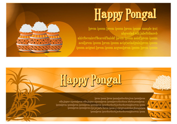 Happy Pongal Celebration Banner Vectors - Free vector #401533