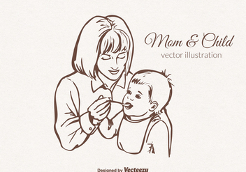 Free Vector Mom And Child Illustration - Free vector #401883