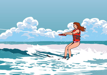 Beautiful Girl Vector Water Skiing - Free vector #402013