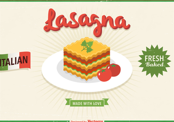 Free Lasagna Retro Vector Poster - vector gratuit #402883 