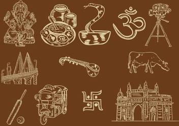 Set Of Mumbai Icon - vector gratuit #403053 