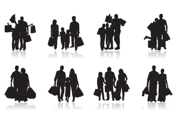 Free Family Shopping Silhouette Vector - Free vector #403373