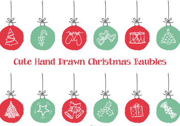 Cute Hand Drawn Style Xmas Baubles - Free vector #404153