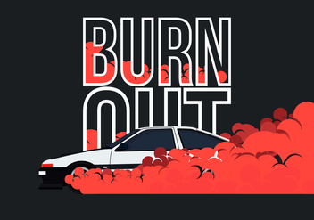 AE86 Car Drifting and Burnout Illustration - Free vector #405043