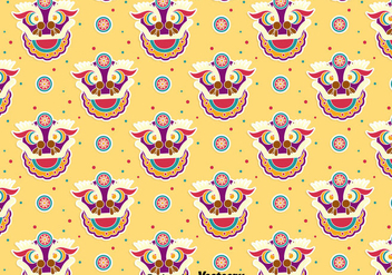 Funny Lion Dance Seamless Pattern - vector gratuit #405083 