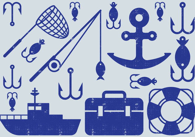Fishing Element Icons - vector #405843 gratis
