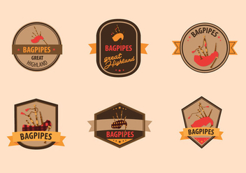 Bagpipes vintage label vector pack - Free vector #407193