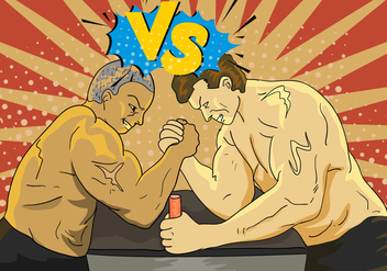 Arm Wresting With Versus Letter Illustration - Free vector #407783