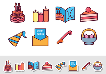 Free Birthday Sticker Icons - vector gratuit #408433 