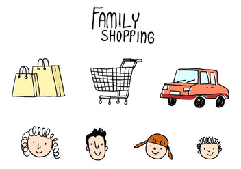 Family Shopping Doodle Vector - бесплатный vector #409373