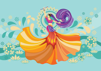Vector Design of Woman Playing Garba Dance - Free vector #410223