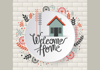 Floral Welcome Home Sign Vector - vector gratuit #411253 