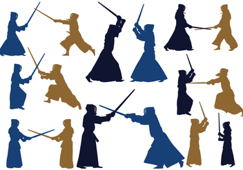 Japanese Kendo Silhouettes - Free vector #413753