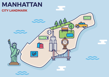 Free Manhattan Landmark Map - Kostenloses vector #417993