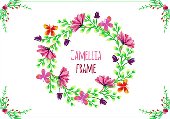 Free Vector Frame with Camellias - Kostenloses vector #419263