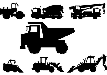 Silhouettes of Heavy Vehicle Vectors - Free vector #421013